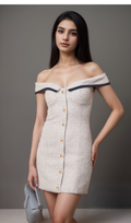 Flowering Girl Women Noémie grey off-shoulder A-line mini dress