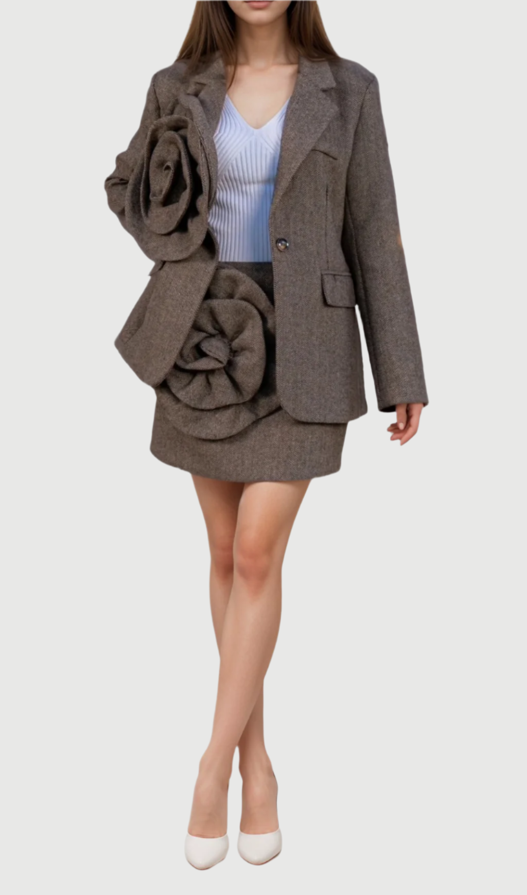 Flowering Girl Women HERRINGBONE TWO PIECE FLOWER SET