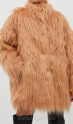Flowering Girl Women nude pink fur coat