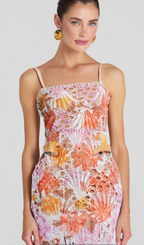 Flowering Girl Women MULTICOLOR EMBROIDERED HOLLOW FRINGE MIDI DRESS