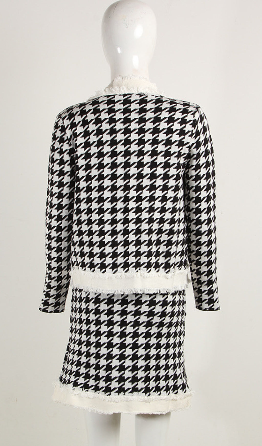 Flowering Girl Women Houndstooth Knitted Skirt Set
