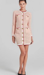 Flowering Girl Women Karine pink long-sleeve patterned-knit mini dress