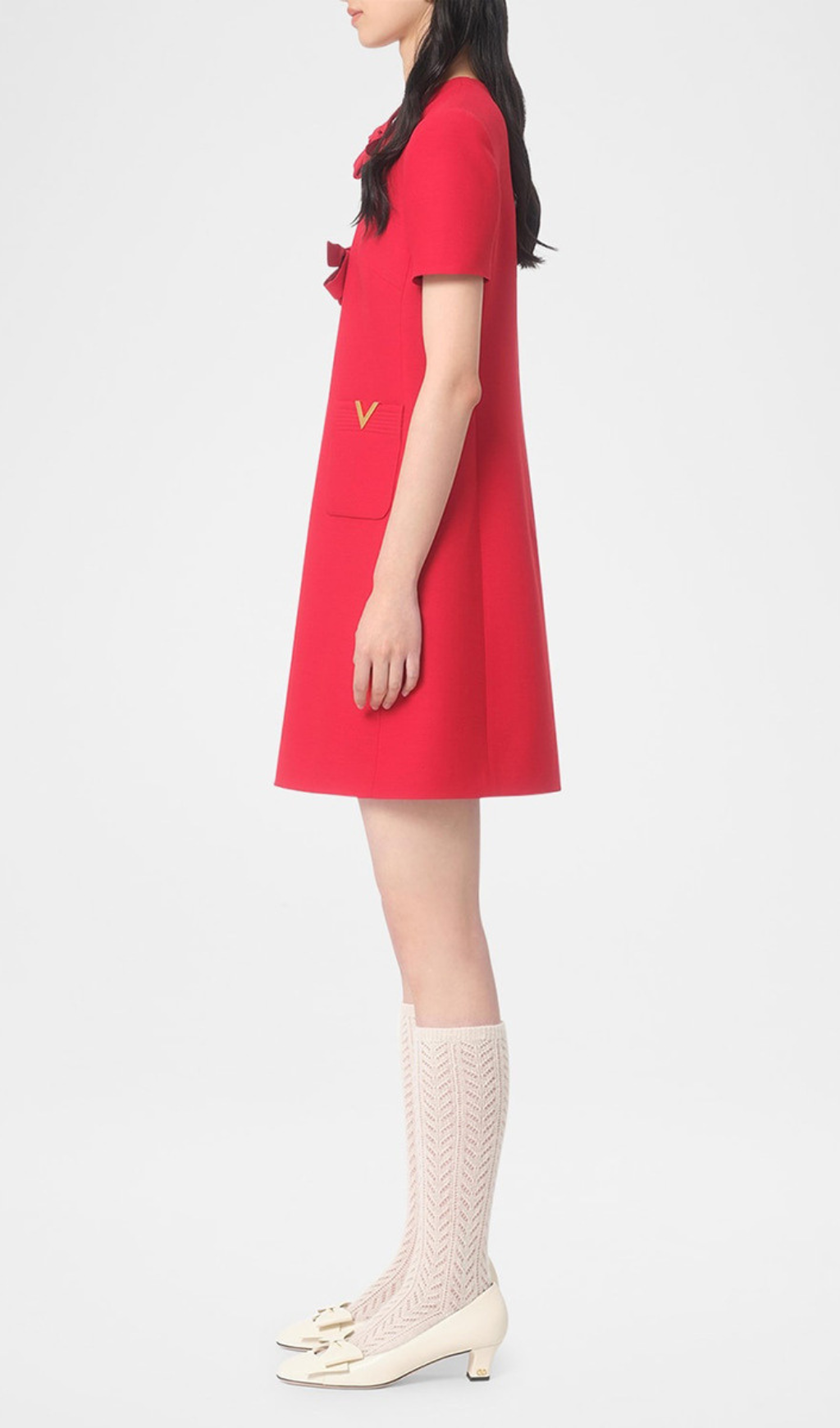 Flowering Girl Women crepe couture bow mini dress in red