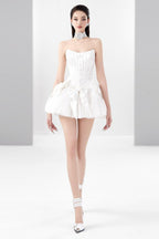 Flowering Girl Women Elsie Bowknot Mesh Strapless Mini Dress In White