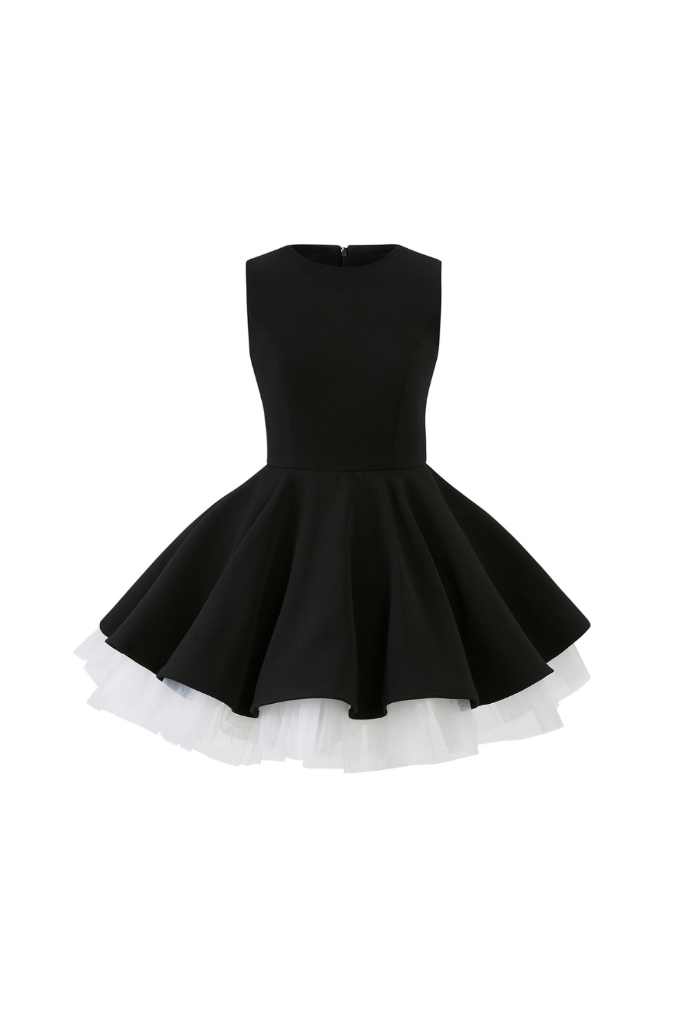 Flowering Girl Women carol mesh stitching sleeveless tutu dress in black
