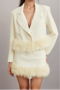 Flowering Girl Women Valérie feather-hem blazer & skirt matching set