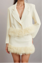 Flowering Girl Women Valérie feather-hem blazer & skirt matching set