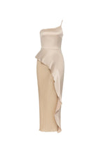 Flowering Girl Women Ruffled Plated Maxi Dress In Khaki