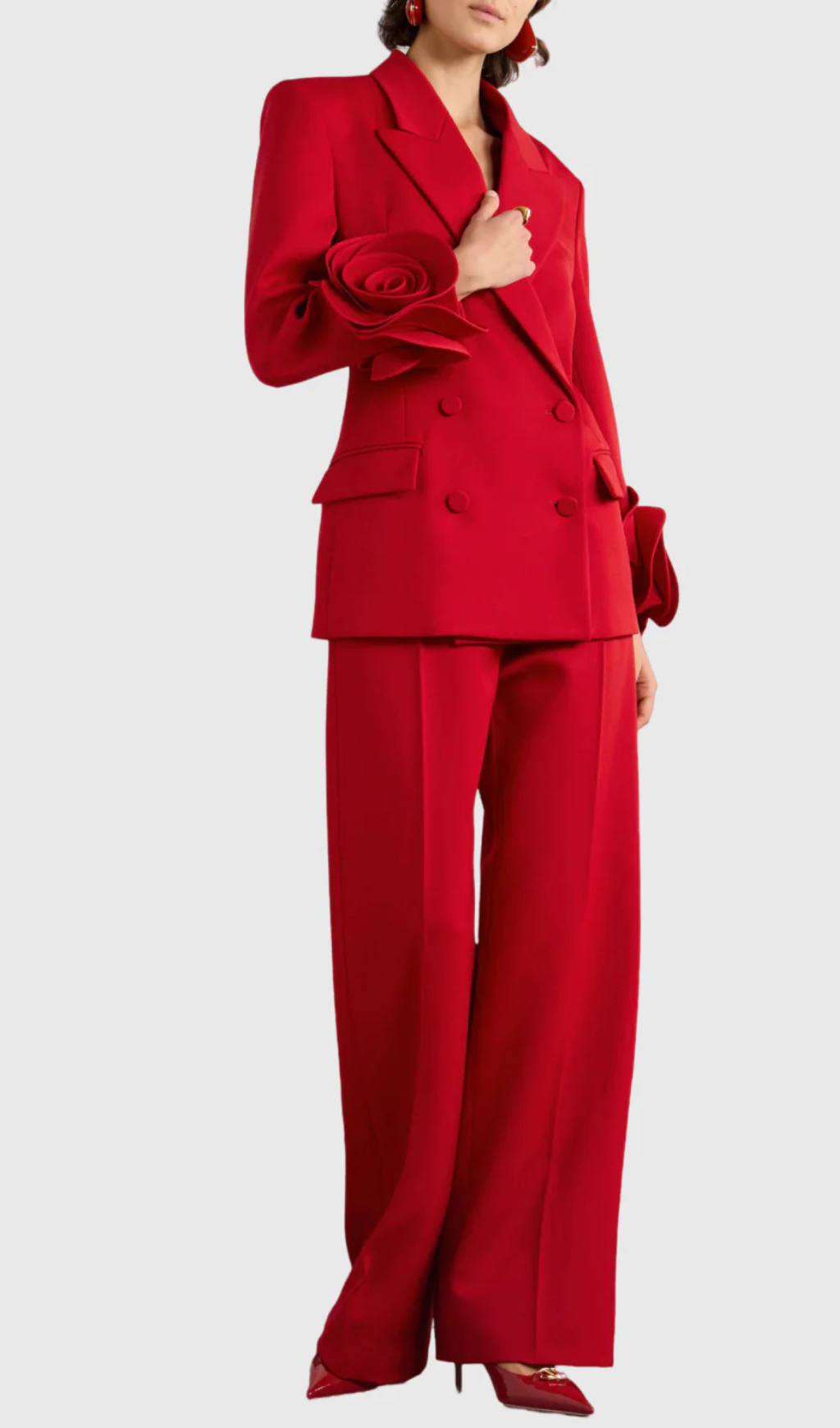 Flowering Girl Women Sophia Rose Appliqué Blazer in Red