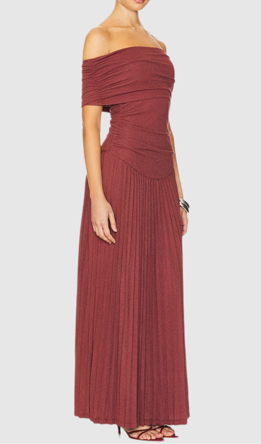 Flowering Girl Women sabina bodycon strapless maxi dress in brick Red