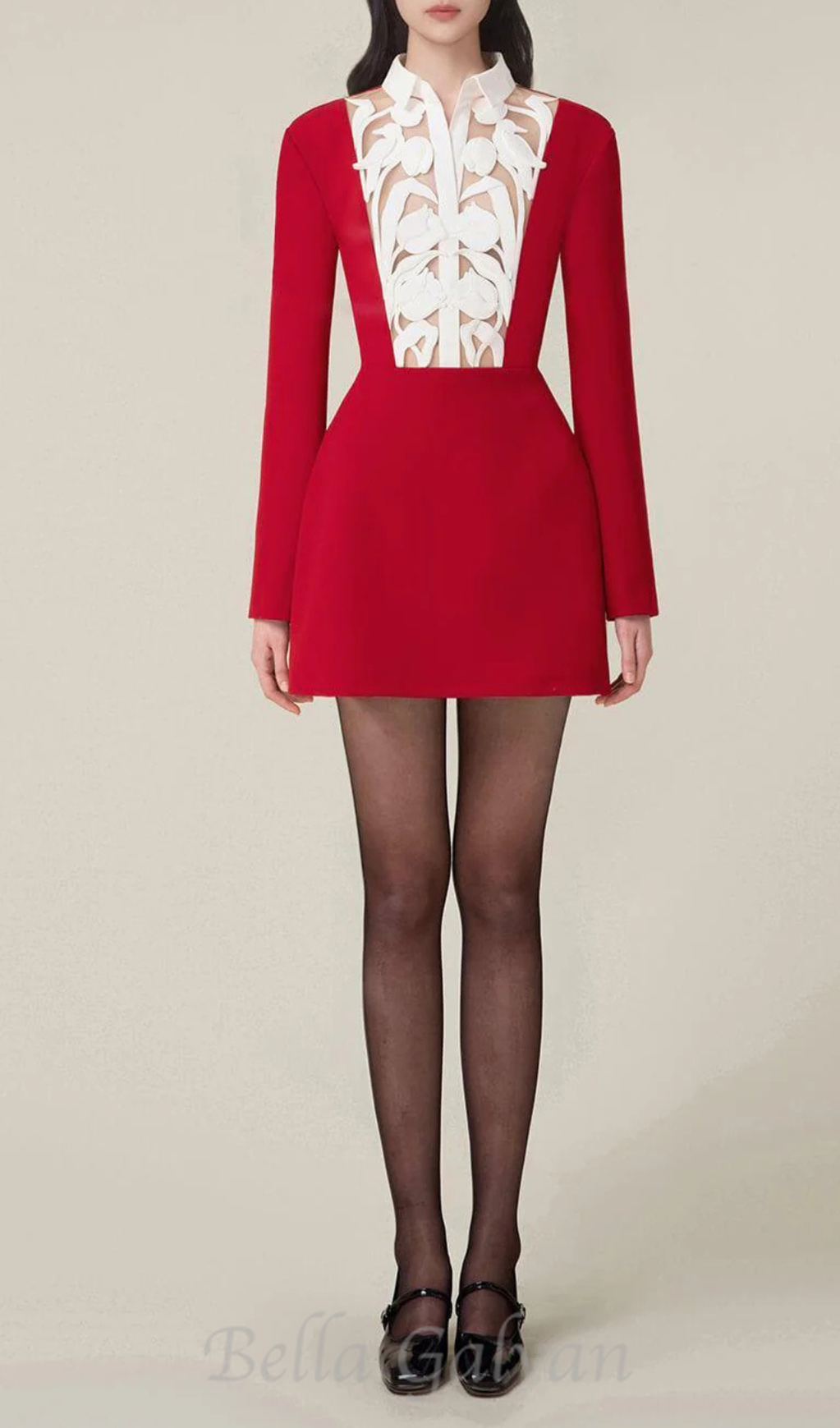 Flowering Girl Women hollow a-line mini Dress in red