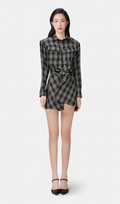Flowering Girl Women Jeannette black studded check mini shirt dress