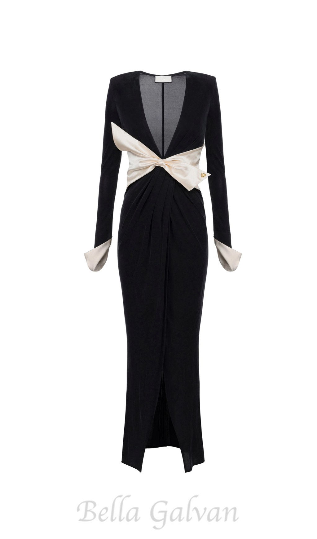 Flowering Girl Women bow black carpet dress in drape jersey