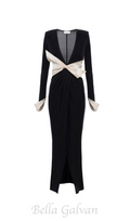 Flowering Girl Women bow black carpet dress in drape jersey