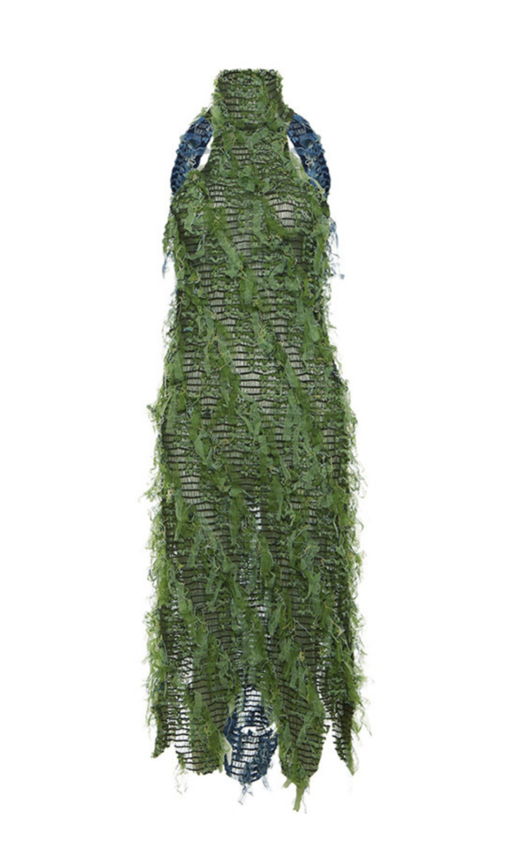 Flowering Girl Women Halterneck Backless Hollow Midi Dress In Green