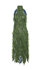 Flowering Girl Women Halterneck Backless Hollow Midi Dress In Green
