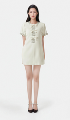 Flowering Girl Women Clarisse bowknot crystal-embellished mini dress