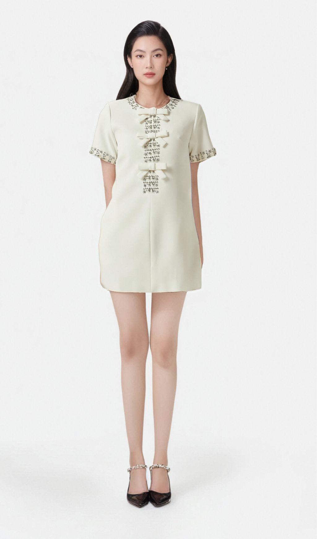 Flowering Girl Women Clarisse bowknot crystal-embellished mini dress