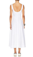 Flowering Girl Women Stretch Cotton Sateen Midi Dress in white