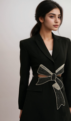 Flowering Girl Women Justine black bowknot cut-out blazer