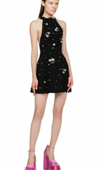 Flowering Girl Women Ariane crystal-embellished scoop-back mini dress