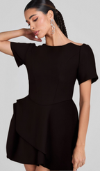 Flowering Girl Women Emma black asymmetric ruffled mini dress