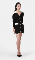 Flowering Girl Women Enora black contrast-color mini dress