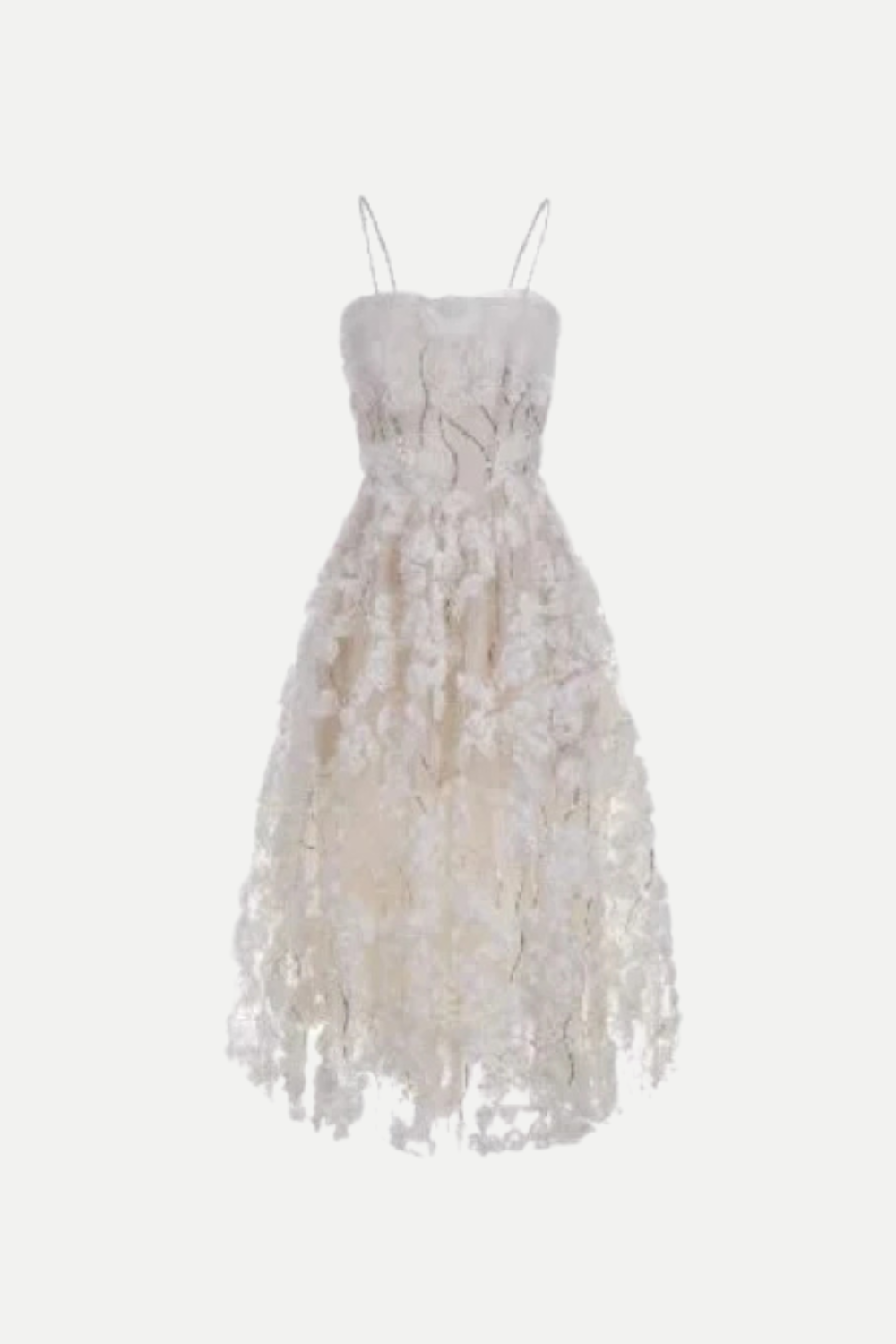 Flowering Girl Women Stereoscopic Flower Rhinestone Chain maxi Dress in white