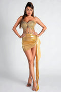 Flowering Girl Women Silsi Diamond Corset Metallic Dress Set