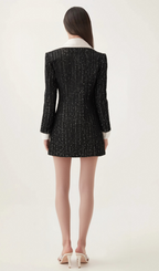Flowering Girl Women Audrey black sequin panelled tweed mini dress