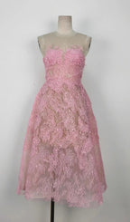 Flowering Girl Women PINK FLORAL LACE EMBROIDER MIDI DRESS