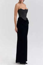 Flowering Girl Women Strapless Corset Maxi Dress In Black