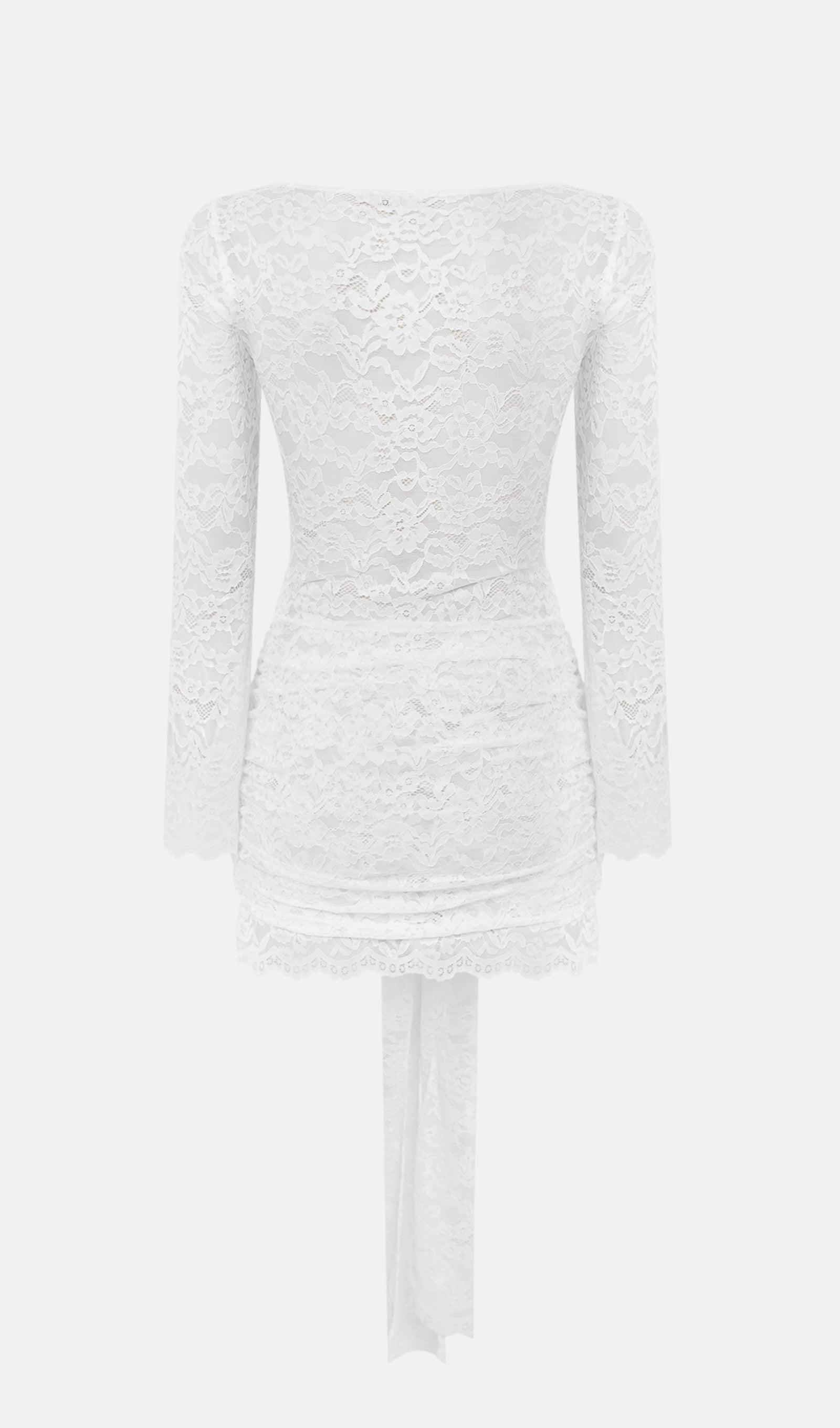 Flowering Girl Women Lace Draped Neckline Mini Dress