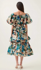 Flowering Girl Women Marianne floral-print tiered midi dress
