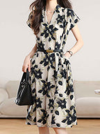 michelle Loose V-neck Chiffon A-line Dress