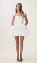 Flowering Girl Women Julie white folded-neck bonded sleeveless mini dress