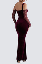 Flowering Girl Women Black Cherry Velvet Maxi Dress