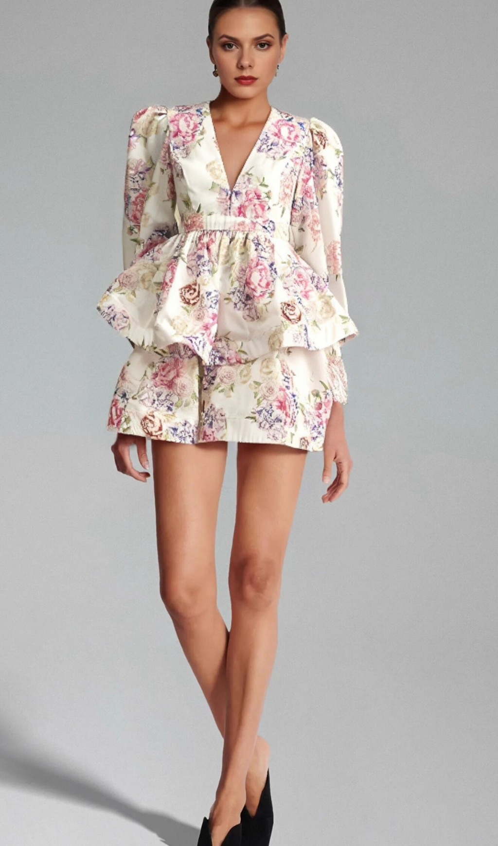 Flowering Girl Women Enora floral-print tiered mini dress