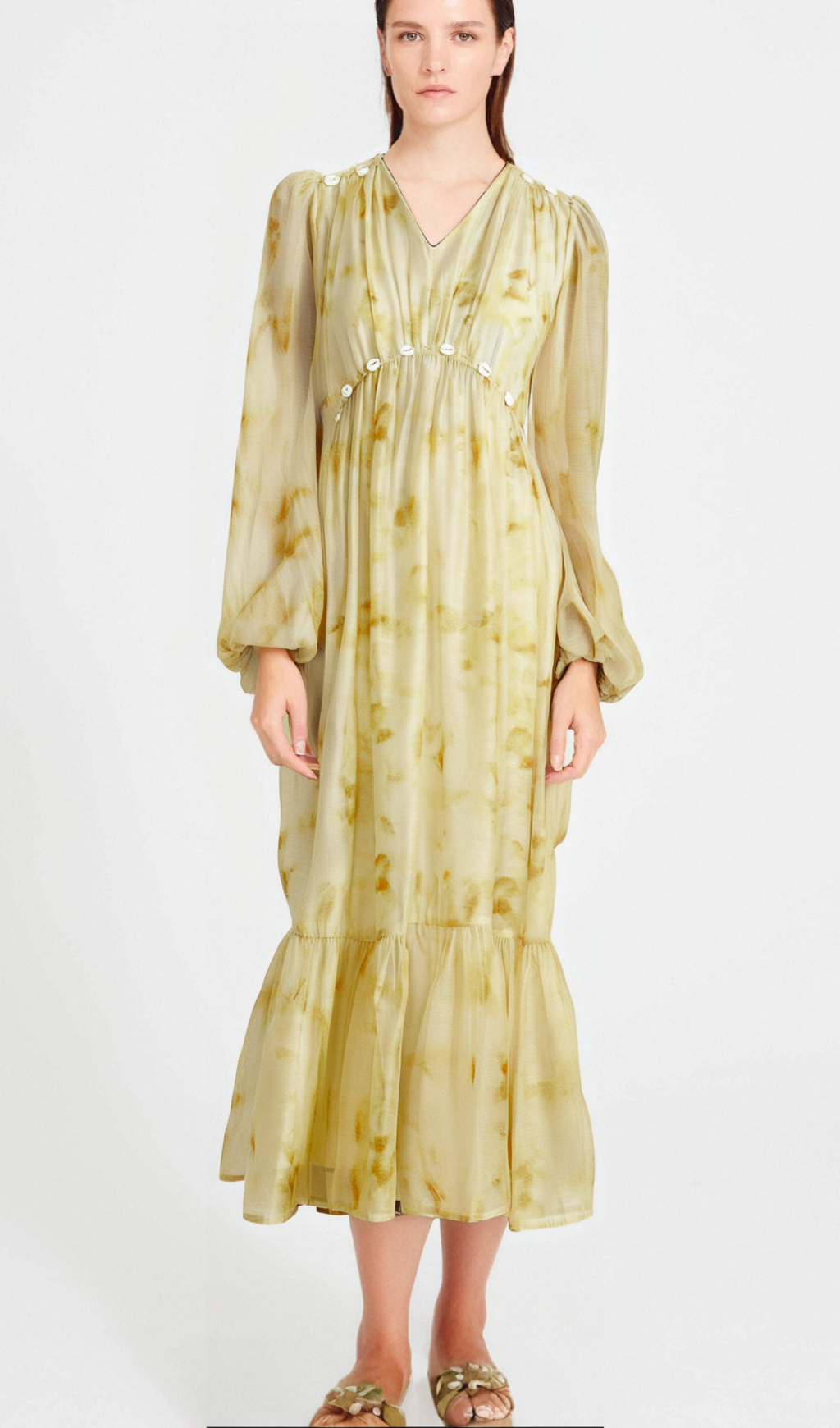 Flowering Girl Women Vanessa shell-embellished tie-dye midi dress