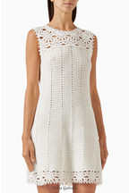 Flowering Girl Women Floral Crochet Mini Dress in white