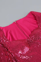 SEQUIN FEATHER MINI DRESS IN PINK