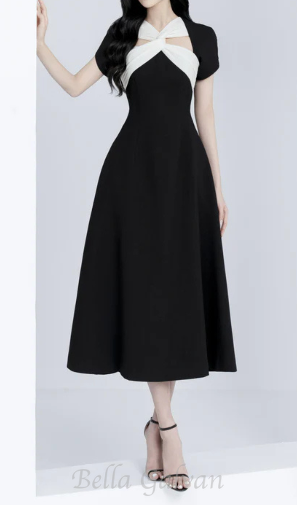 Flowering Girl Women Andrea cut out a-line midi dress in black