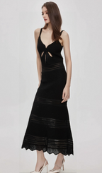Flowering Girl Women Margot cut-out flared-hem knit midi dress