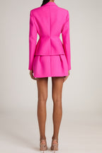 Flowering Girl Women Yuri Bow Detail Crepe Couture Blazer In Pink