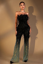 Flowering Girl Women Damari Feather Sequin Jumpsuit