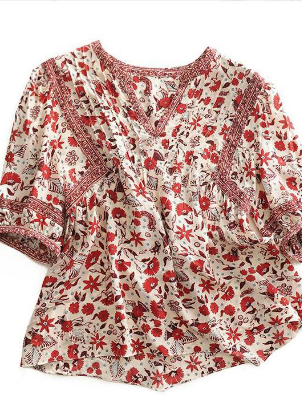 lesley Classic Puff Sleeve Printed Top