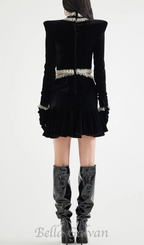 Flowering Girl Women Ishika Bead-Embellished Velvet Cutout Mini Dress