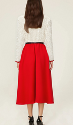 Flowering Girl Women Chloé red long-sleeve sequined patchwork midi dress