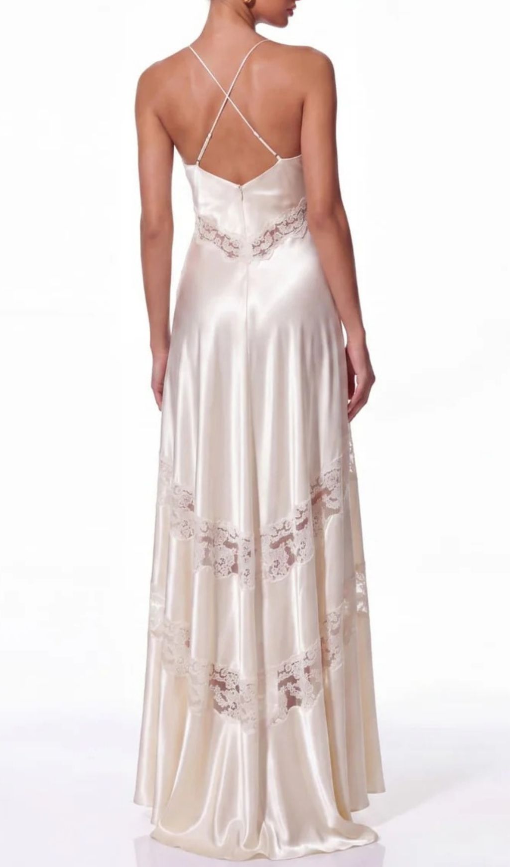 Isleno Spaghetti Lace Satin Maxi Dress