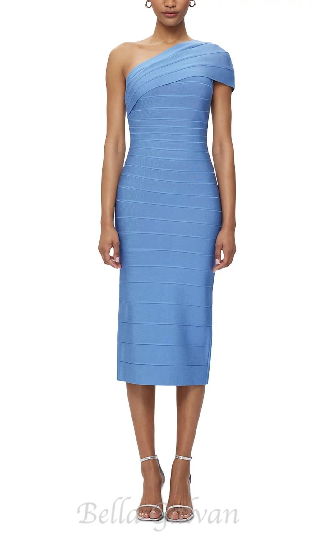 Flowering Girl Women Abigail one-shoulder bandage midi Dress in blue